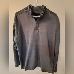 Calvin Klein Sweater Mens Size XL Gray 1/4 Zip Long Ribbed Sleeve Mock Neck